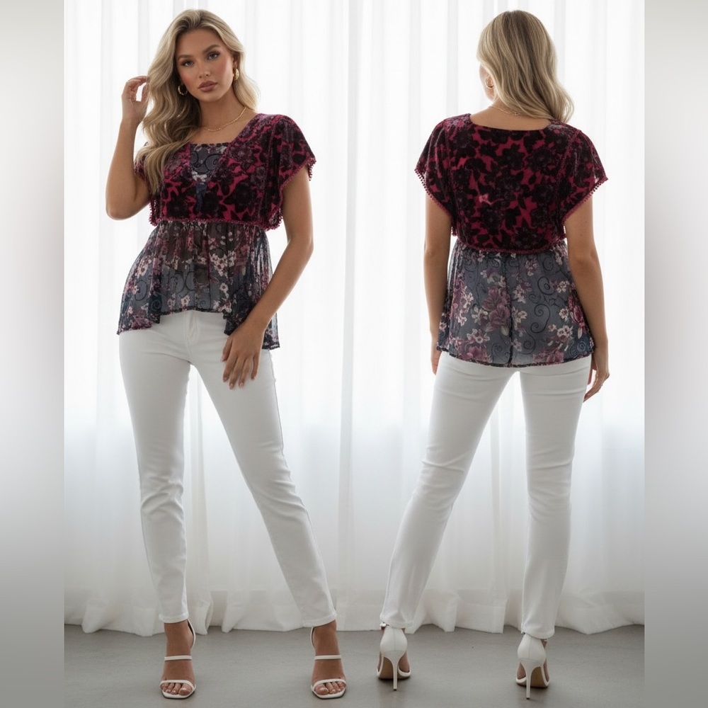POL floral peplum top